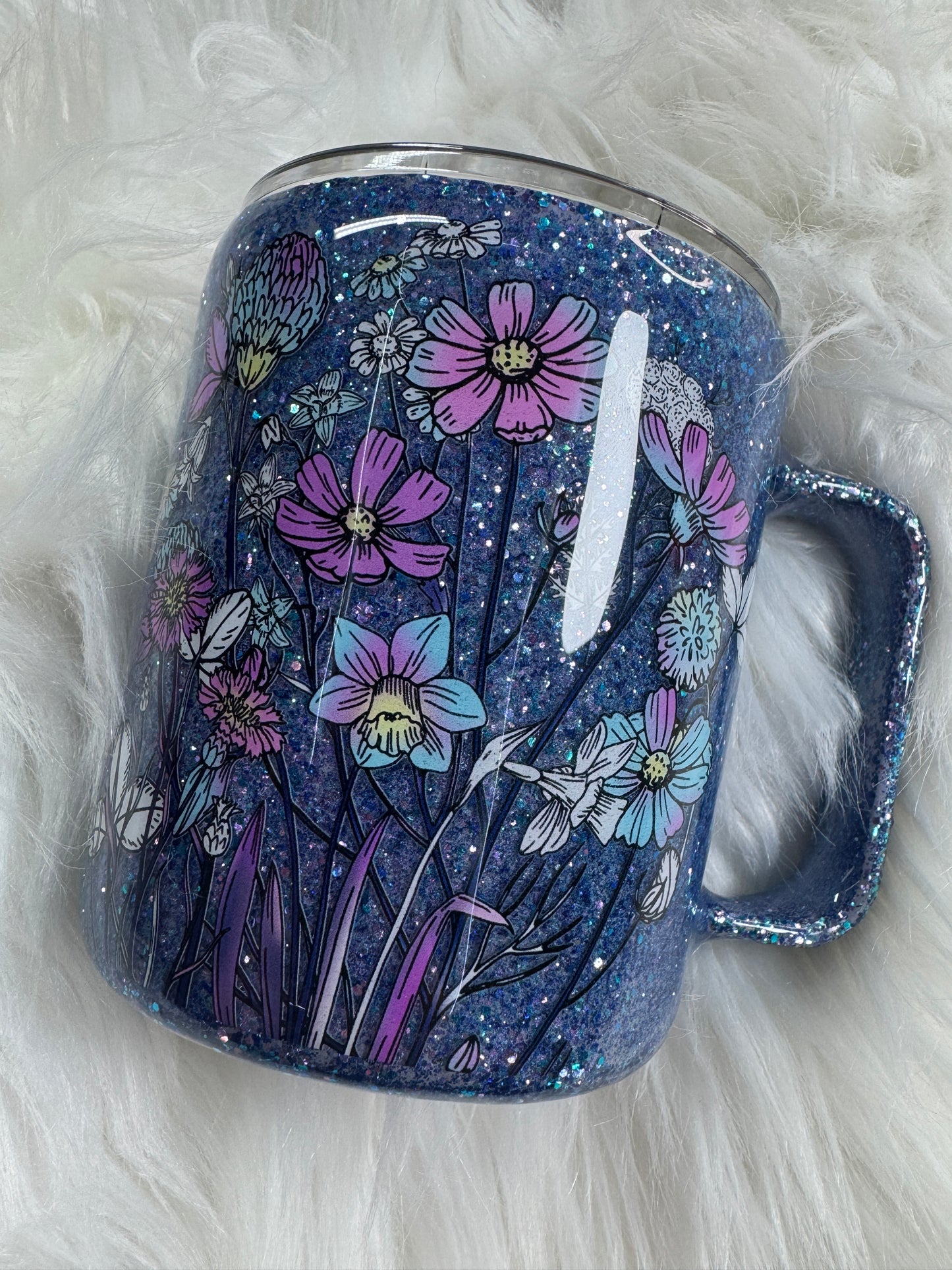 12 ounce purple glittered mug