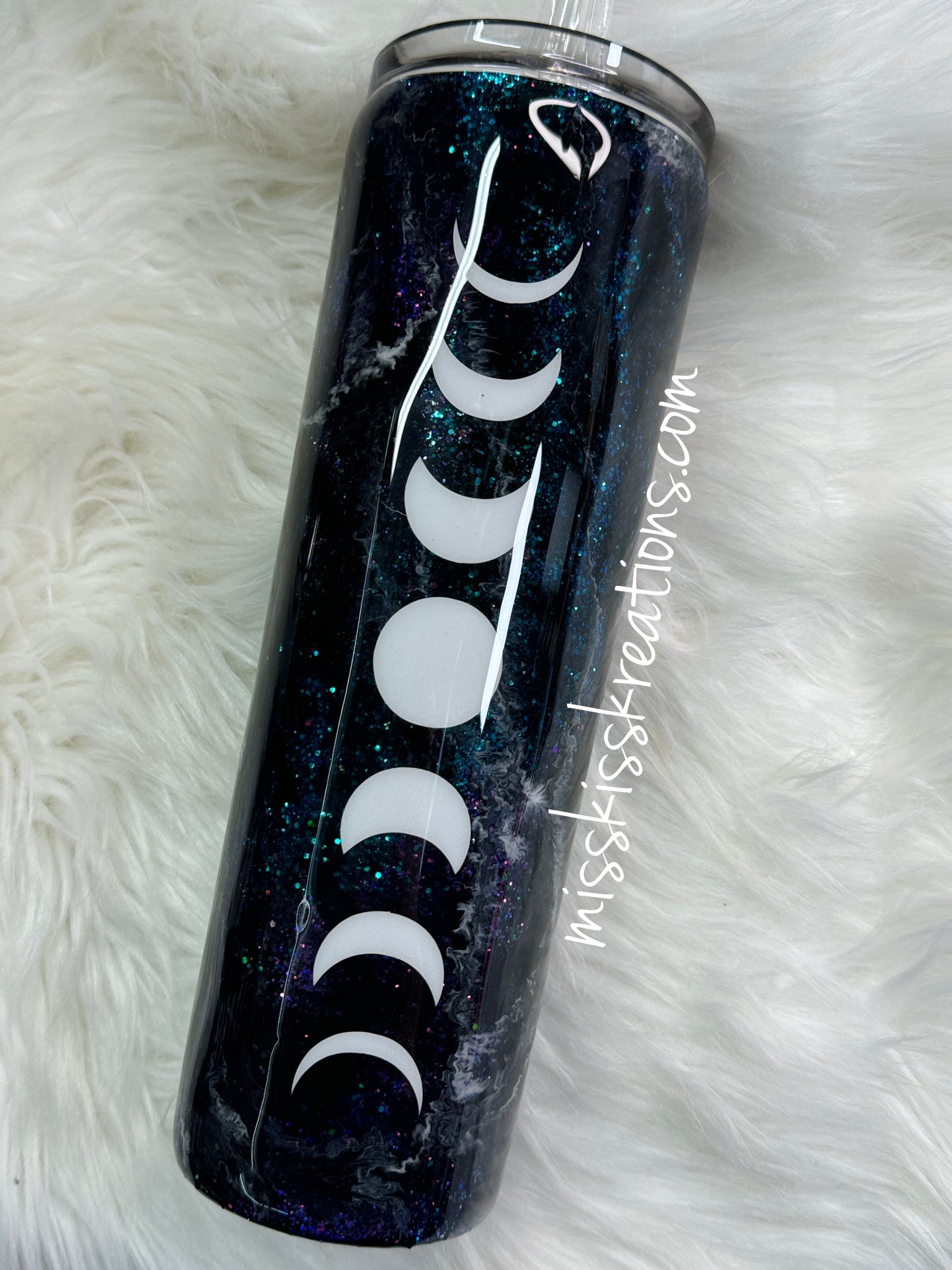 30 Ounce Glittered Moon Phase Tumbler Blue and Purple