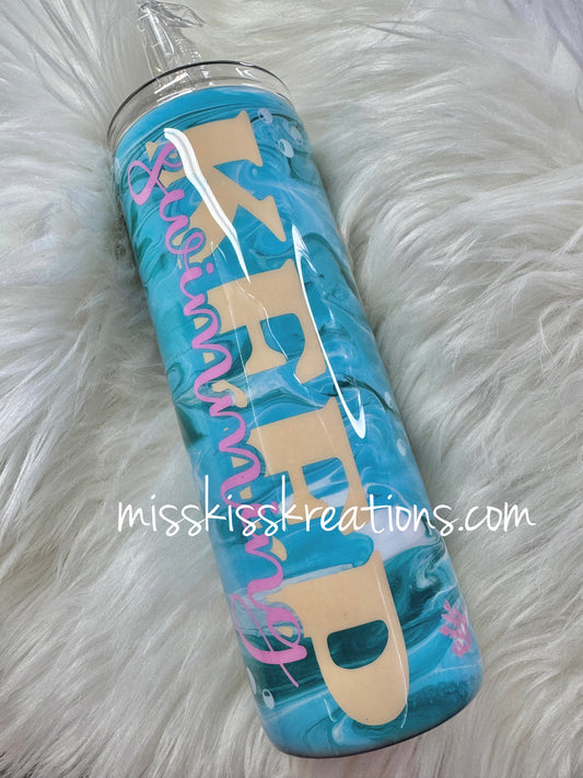 Keep Swimming 20 ounce skinny tumbler.