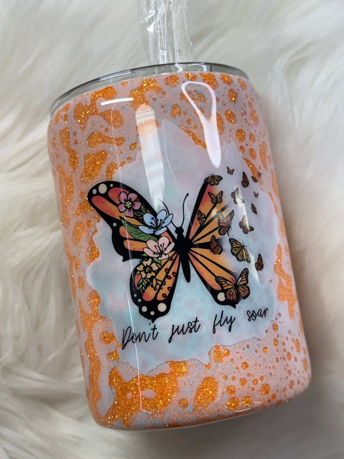 14 ounce thick Soaring Butterfly Tumbler