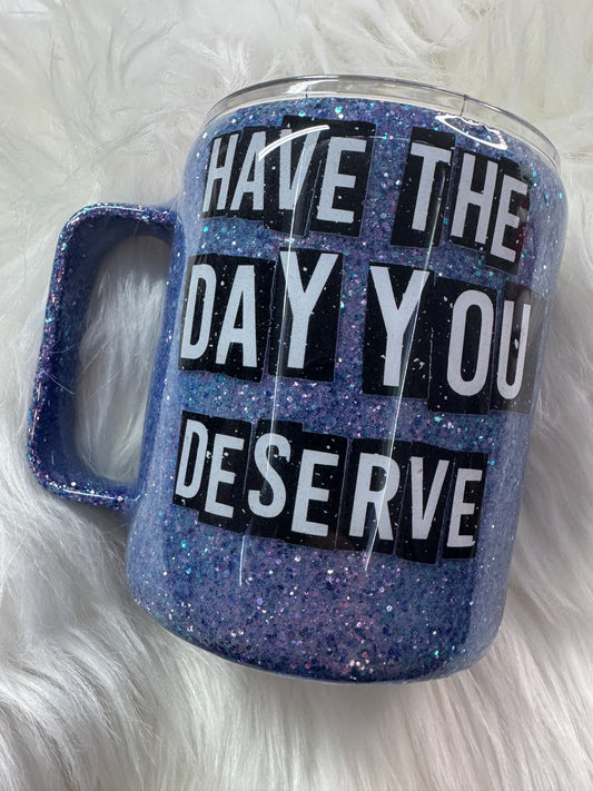 12 ounce purple glittered mug