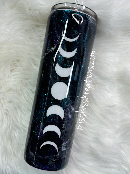 30 Ounce Glittered Moon Phase Tumbler Blue and Purple