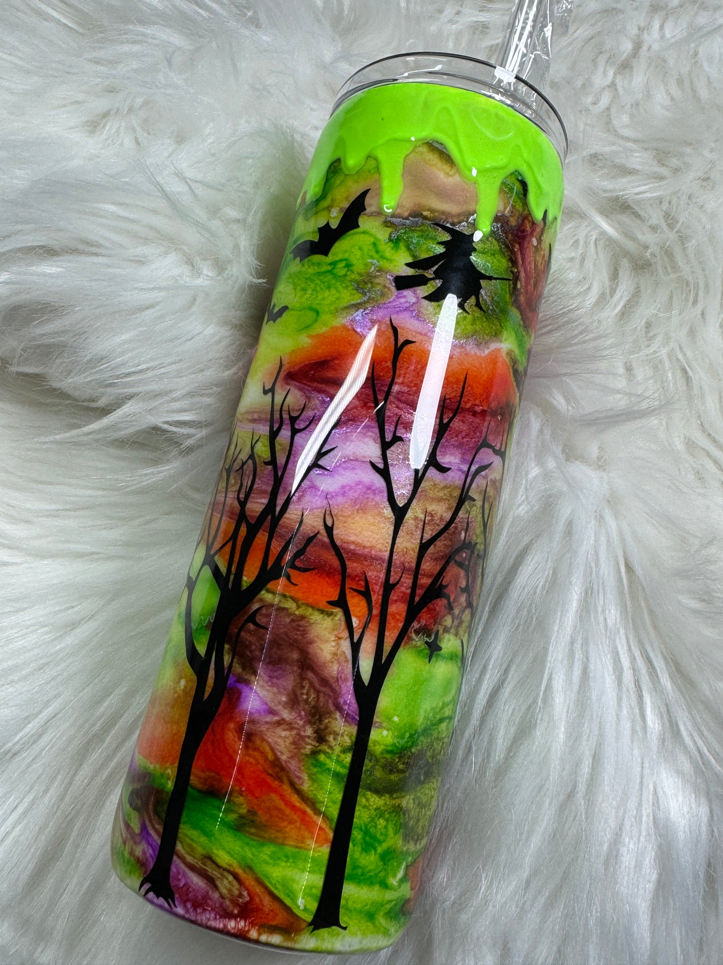 20 ounce skinny Halloween scene tumbler